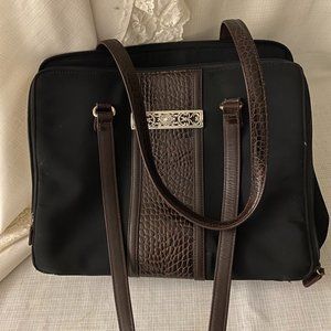 🌺SOLD BRIGHTON black Microfiber laptop bag (patched)